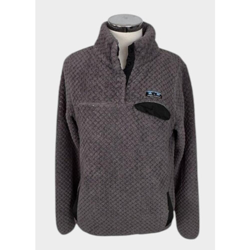 Simply Southern Womens Small Quarter Zip Pullover Fleece Quilted Gray Pocket